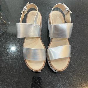 Zara silver and white platform sandals